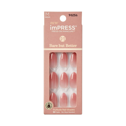KISS imPRESS Bare but better Medium Almond Gel Press-On Nails, Glossy Light Pink, 30 Pieces EasyOptionXY LLC