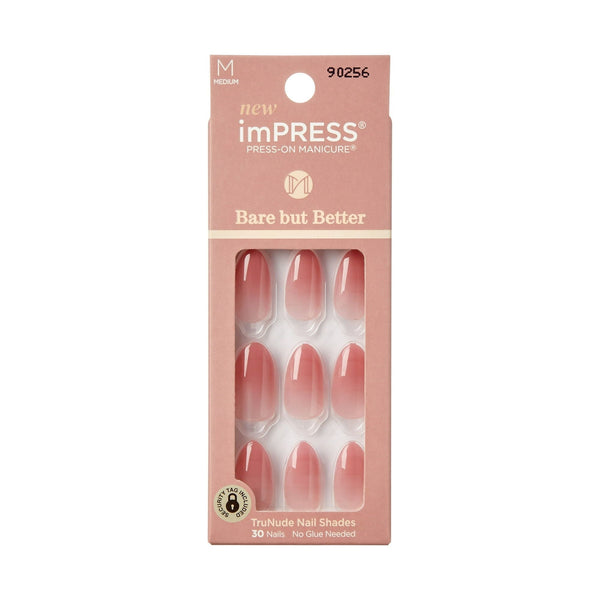 KISS imPRESS Bare but better Medium Almond Gel Press-On Nails, Glossy Light Pink, 30 Pieces EasyOptionXY LLC