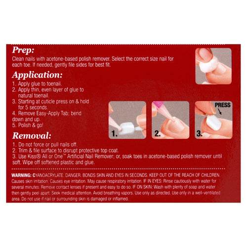 KISS Full-Cover Fake Toenails with Patented Easy-Apply Tabs & Maximum Strength Nail Glue - 96 Count EasyOptionXY LLC
