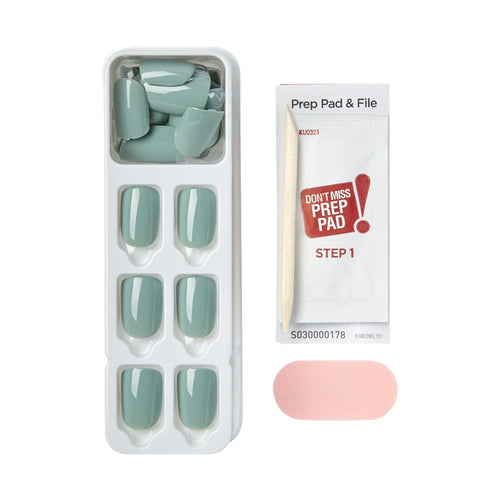 KISS imPRESS Color Long-Lasting Short Square Press-On Nails, Solid Green, 30 Pieces EasyOptionXY LLC