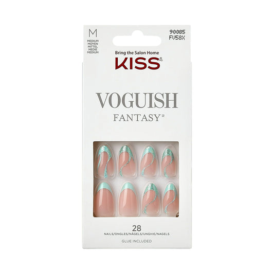 KISS Voguish Fantasy Medium Almond Glue-On Summer Nails, Green, 28 Pieces EasyOptionXY LLC