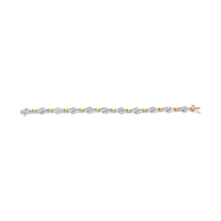 10k Two-Toned Gold 2.00 Cttw Channel Set Baguette-Diamond Weave and  "X" Spiral Link Bracelet (H-I Color, I1-I2 Clarity) - 7"