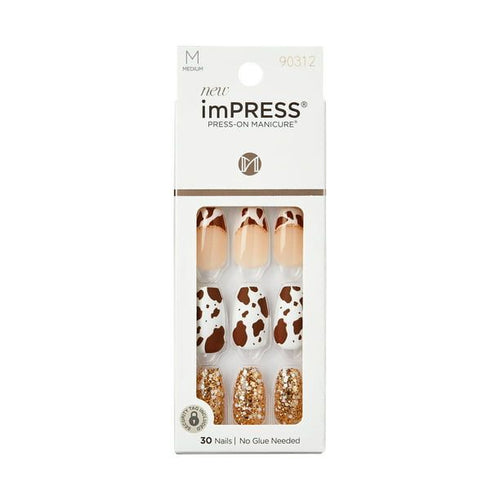 KISS imPRESS Medium Coffin Gel Press-On Nails, Matte Medium Brown , 30 Pieces EasyOptionXY LLC
