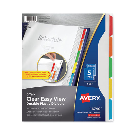 Avery® Clear Easy View Plastic Dividers with Multicolored Tabs & Sheet Protector