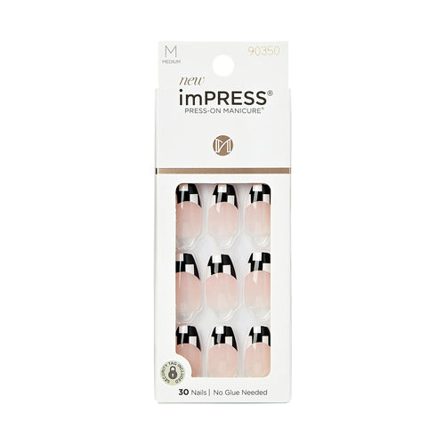 KISS imPRESS Medium Coffin Gel Press-On Nails, Glossy Dark Black, 30 Pieces EasyOptionXY LLC
