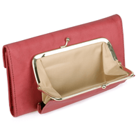Julia Buxton Women's Heiress Organizer Clutch Leather, Red EasyOptionXY LLC