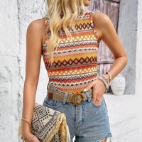 Sunset Stripes Western Knitted Top – Trendy Cowgirl Style Sleeveless Top