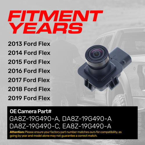 Ford Flex (2013-2019) OEM Replacement Backup Camera OE Part # DA8Z-19G490-A, DA8Z-19G490-C, EA8Z-19G490-A, GA8Z-19G490-A