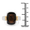 Two Tone Plated 5.51 Carat Genuine Smoky Quartz and White Topaz .925 Sterling Silver Ring