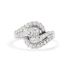 14K White Gold 1.00 Cttw Round and Baguette cut Diamond Swirl Cocktail Ring (H-I Color, SI2-I1 Clarity) - Ring Size 7