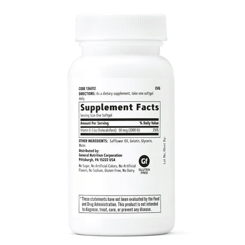 GNC VITAMIN D3 2000 IU, 180 Softgel Capsules, Supports calcium absorption to support healthy teeth and bones, Gluten Free EasyOptionXY LLC