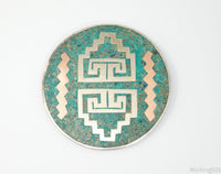 Vintage Taxco Mexico Signed Crushed Gemstone Sterling Silver Brooch Pin Pendant