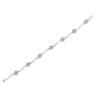 .925 Sterling Silver 1.0 Cttw Diamond Cluster Miracle-Set Station & Twisted Bar 7" Tennis Bracelet (H-I Color, I1-I2 Clarity)