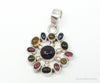 Large Designer SJ Multi Gem Sterling Silver Necklace Pendant