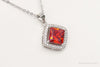 Designer Ryze Red & White Cubic Zirconia Sterling Silver Necklace