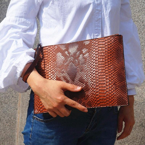 Python Luxe Clutch - Stylish Simulated Leather Clutch for Sophisticated Women