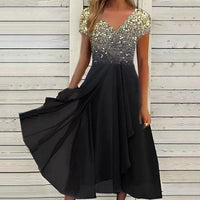 Serene Blooms Chiffon Patchwork Dress | Elegant Floral Dress for Summer