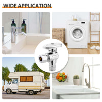 10 Pcs 1/2" PEX Expansion x 3/8" OD Compr. Angle Stop Valve, 1/4 Turn (Lead Free) Plumbingsell