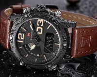 Men's Multifunction Digital Analog Waterproof Watch With Alarm And Automatic Time Zones Unique Design Excellent Gift
