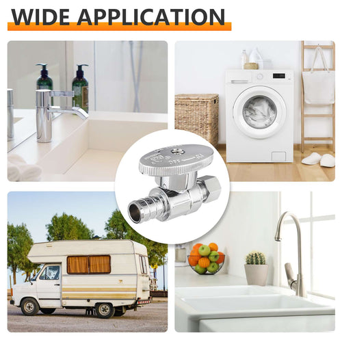 10 Pcs 1/2" PEX Crimp x 1/4" OD Compr. Straight Stop Valve, 1/4 Turn (Lead Free) Plumbingsell