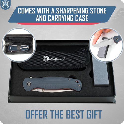 The Wrangler Folding Pocket Knife Giftset for Men and Women (Silver and Red)