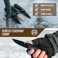 The Peasant Folding Pocket Knife Giftset for Men and Women (Silver and Black) Holtzman's Gorilla Survival
