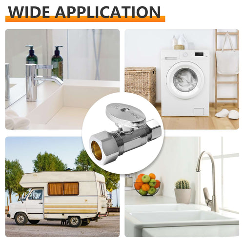 1/2" Nominal (5/8" OD) Compr. x 3/8" OD Compr. Straight Stop Valve, 1/4 Turn (Lead Free) Plumbingsell