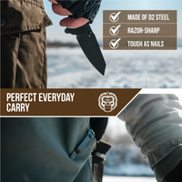 The Clip Point, Pioneer, Wild Trail Folding Pocket Knife Giftset Combo (Silver and Black)