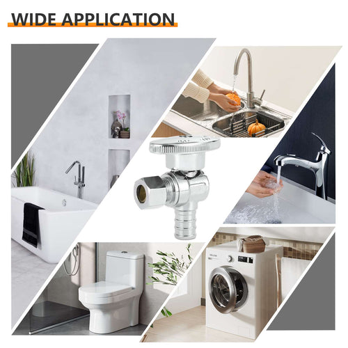 10 Pcs 1/2" PEX Crimp x 3/8" OD Compr. Angle Stop Valve, 1/4 Turn (Lead Free) Plumbingsell