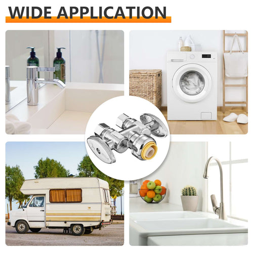 1/2" Push Connect x Dual 3/8" OD Compr. Compr. Straight Stop Valve, 1/4 Turn (Lead Free)