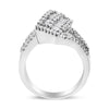 14K White Gold 1-1/2 Cttw Round and Baguette Diamond Bypass Cocktail Ring Band (H-I Color, SI1-SI2 Clarity) - Size 7
