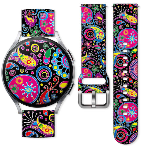 Sport Bands Compatible for Galaxy Watch 6 Band/Galaxy Watch 5/Galaxy Watch 4 Band Galaxy Watch 5 Pro/Galaxy Watch 3/Active 2 Watch 20mm Soft Silicone Sports Strap Women Men(Cute Boho Flower)