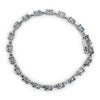 .925 Sterling Silver 11.0 Cttw Oval Shaped Created Light Blue Topaz Link Bracelet - 7 inch