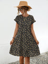 Floral Round Neck Short Sleeve Dress Elegant & Effortless Everyday Style Women Dress