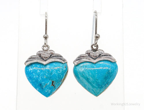 Designer SX Turquoise Hearts Sterling Silver Earrings