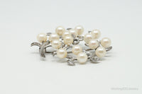 Large Antique Faux Pearl Sterling Silver Brooch Pin