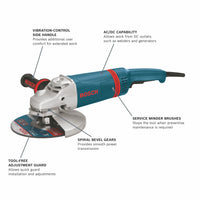 BOSCH 1893-6 9 In. 15 A Large Angle Grinder with Rat Tail Handle
