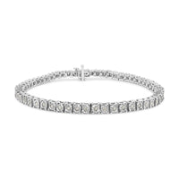 .925 Sterling Silver 1.0 Cttw Diamond Square Frame Miracle-Set Tennis Bracelet (I-J Color, I3 Clarity) - 7"