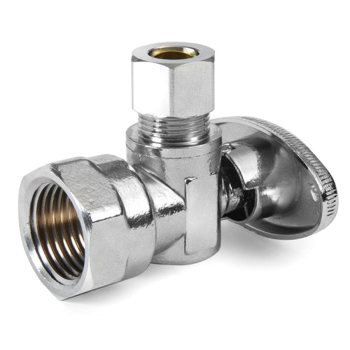 1/2" FIP x 3/8" OD Compr. Angle Stop Valve, 1/4 Turn (Lead Free)