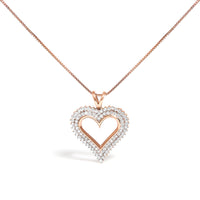 .925 Sterling Silver 1.00 Cttw Diamond Heart 18" Pendant Necklace (I-J Color, I2-I3 Clarity)