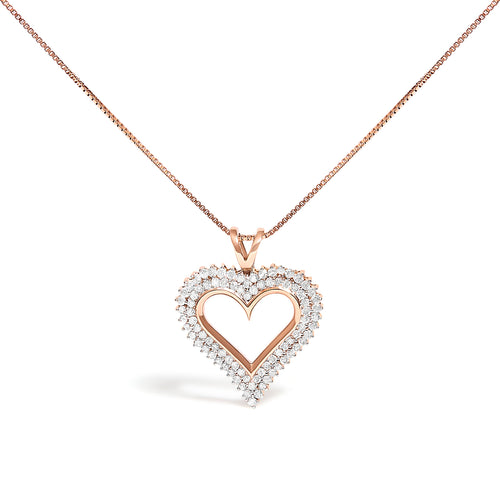 .925 Sterling Silver 1.00 Cttw Diamond Heart 18" Pendant Necklace (I-J Color, I2-I3 Clarity)