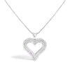 .925 Sterling Silver 1.00 Cttw Diamond Heart 18" Pendant Necklace (I-J Color, I2-I3 Clarity)