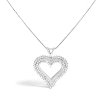 .925 Sterling Silver 1.00 Cttw Diamond Heart 18" Pendant Necklace (I-J Color, I2-I3 Clarity)