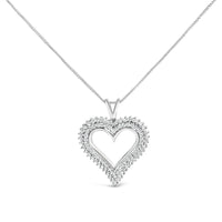.925 Sterling Silver 1.00 Cttw Lab-Grown Diamond Open Heart Pendant Necklace (F-G Color, VS1-VS2 Clarity) - 18" Inches