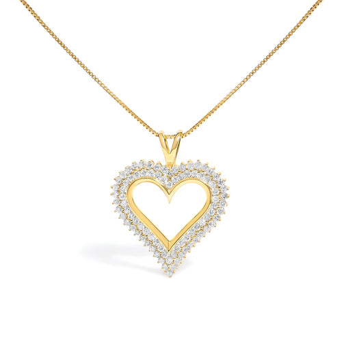 .925 Sterling Silver 1.00 Cttw Diamond Heart 18" Pendant Necklace (I-J Color, I2-I3 Clarity)