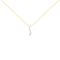 AGS Certified 14K Yellow Gold 2.0 Cttw Baguette and Brilliant Round-Cut Diamond Journey 18" Pendant Necklace (F-G Color, I1-I2 Clarity)
