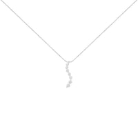 AGS Certified 14k White Gold 3.0 Cttw Baguette and Brilliant Round-Cut Diamond Journey 18" Pendant Necklace (K-L Color, I1-I2 Clarity)