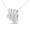 14K White Gold 1 1/2 Cttw Invisible Set Princess and Channel Set Baguette-cut Diamond Triple Curve Pendant Necklace (G-H Color, SI1-SI2 Clarity) - NO CHAIN INCLUDED