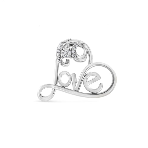 .925 Sterling Silver 1/6 Cttw Round Brilliant-Cut Diamond Accented Open Heart with Love 18" Pendant Necklace (H-I Color, I1-I2 Clarity)
