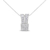 14K White Gold 1 5/8 cttw Princess and Baguette Cut Diamond Heart Ribbon Pendant Necklace (G-H, VS1-VS2)